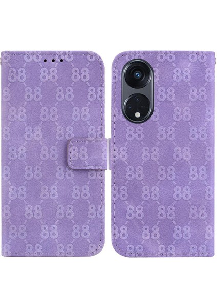 Telefon Kılıfı Için Oppo Oppo 8t 5g Kickstand Çift 8 Kabartmalı Pu Deri Kart (Yurt Dışından)