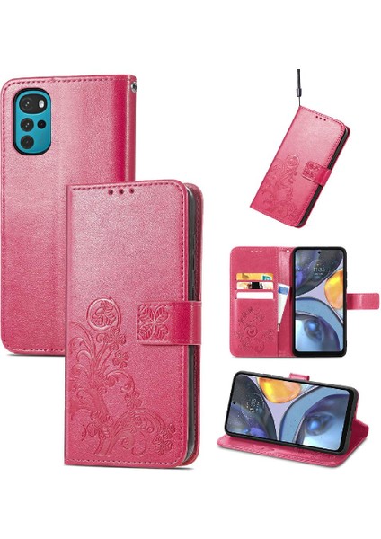 Motorola Moto G22 Dört Yapraklı Yonca Kısa Kayış Zarif Iş Için Kılıf (Yurt Dışından) modelleri