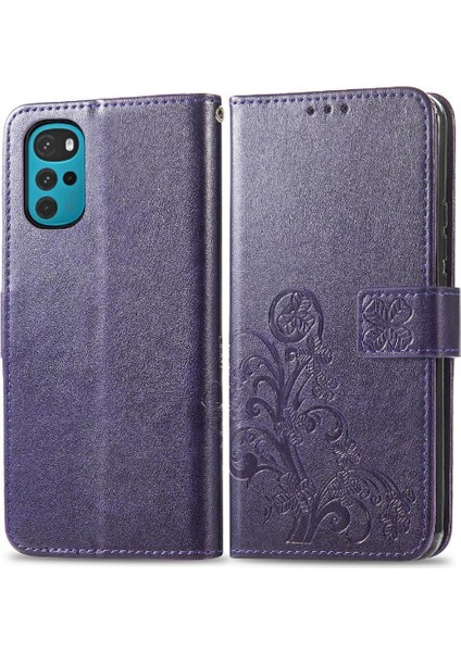 Motorola Moto G22 Dört Yapraklı Yonca Kısa Kayış Zarif Iş Için Kılıf (Yurt Dışından)