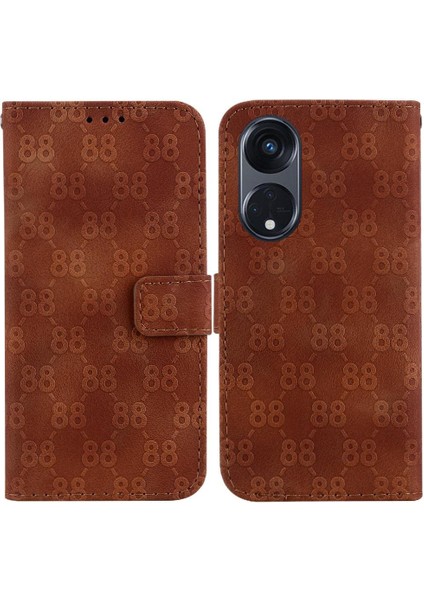 Telefon Kılıfı Için Oppo Oppo 8t 5g Kickstand Çift 8 Kabartmalı Pu Deri Kart (Yurt Dışından)
