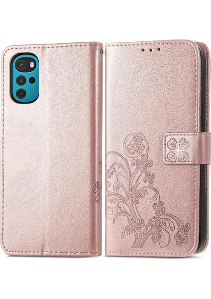 Motorola Moto G22 Dört Yapraklı Yonca Kısa Kayış Zarif Iş Için Kılıf (Yurt Dışından)