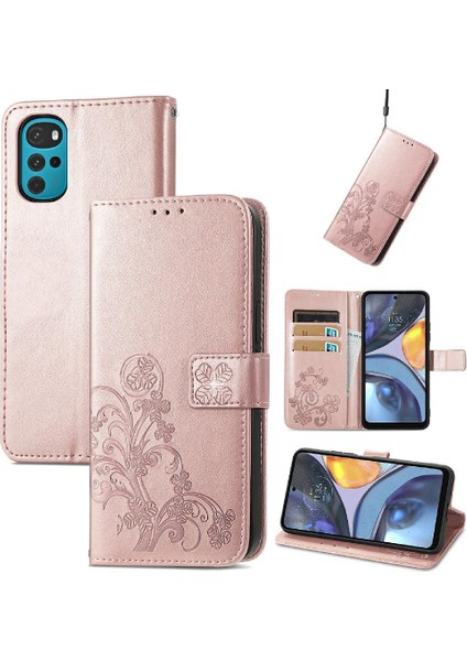 Motorola Moto G22 Dört Yapraklı Yonca Kısa Kayış Zarif Iş Için Kılıf (Yurt Dışından) modelleri