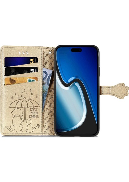 Iphone 15 Için Kılıf Artı Karikatür Hayvanlar Kısa Kayış Darbeye Deri (Yurt Dışından)