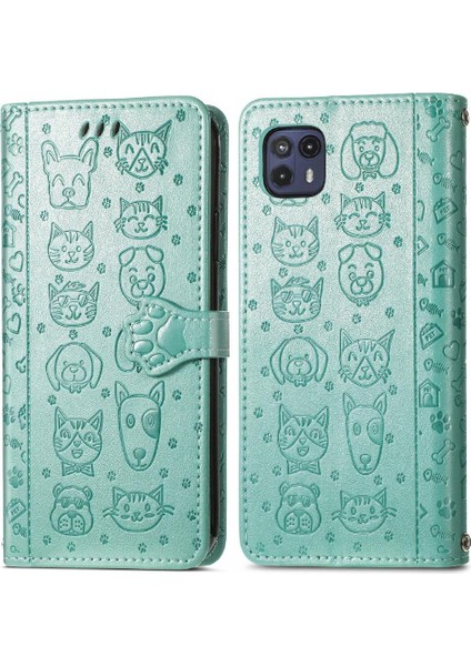 Moto G50 5g Flip Kapak Için Kılıf Darbeye Kısa Kayış Karikatür Hayvanlar (Yurt Dışından)