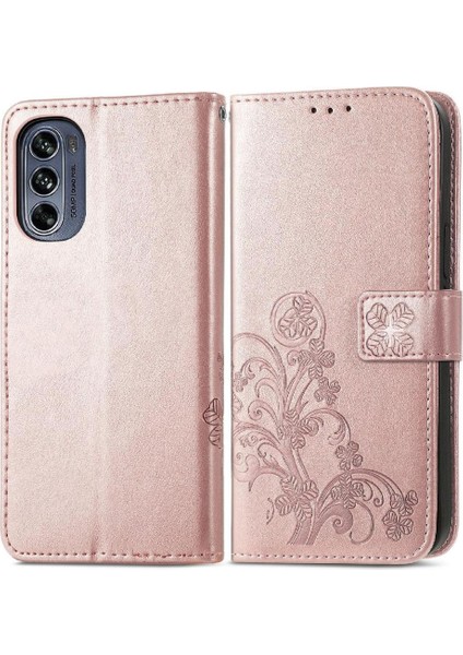 Motorola Moto G62 Dört Yapraklı Yonca Kısa Kayış Zarif Iş Için Kılıf (Yurt Dışından)
