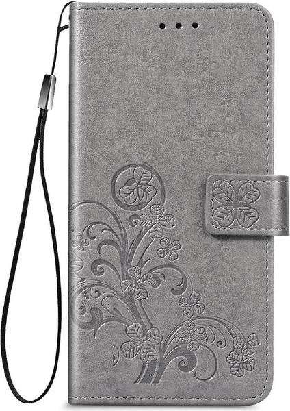 Huawei P Akıllı 2021 Flip Kapak Için Kılıf Kısa Kayış Dört Yapraklı Yonca Durumda (Yurt Dışından)