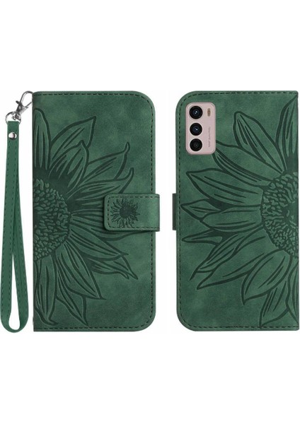 Motorola Moto G42 Kabartmalı Ayçiçeği Flip Cüzdan Telefon Kılıfı Pu (Yurt Dışından)