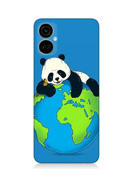 Tecno Camon 19 Pro Uyumlu Yorgun Panda ve Dünya Desenli Silikon Kılıf