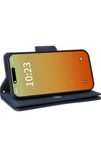 El Kayışı Manyetik Deri Kart Tutucu ile iphone 15 Pro Max Için Kılıf (Yurt Dışından)