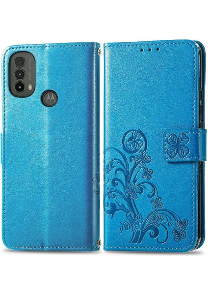 Motorola Moto E40 Flip Kapak Kılıf Için Kılıf Kısa Kayış Dört Yaprak (Yurt Dışından)