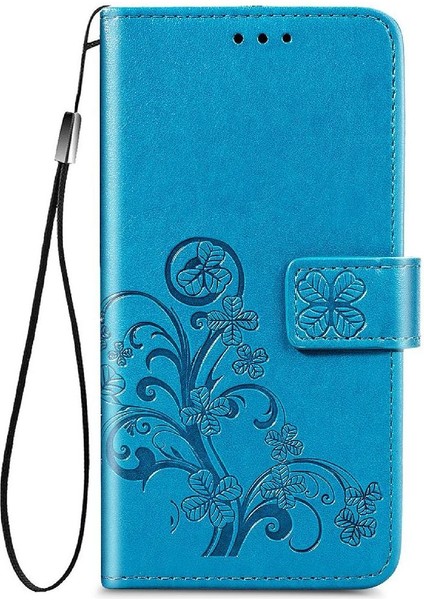 Huawei P Akıllı 2021 Flip Kapak Için Kılıf Kısa Kayış Dört Yapraklı Yonca Durumda (Yurt Dışından)