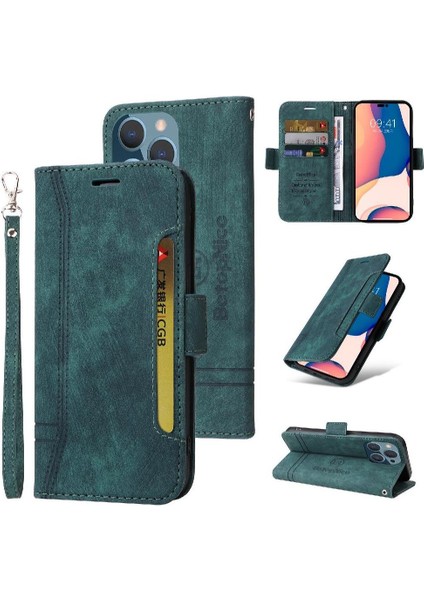 Iphone 14 Için Kılıf Pro Max Kart Yuvaları Tpu Deri Manyetik Cüzdan Flip (Yurt Dışından)