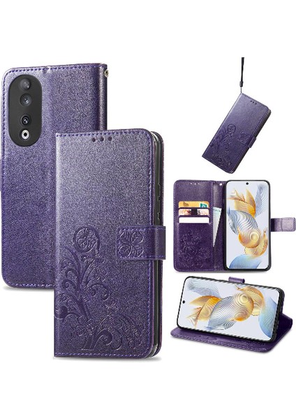 Huawei Onur Için Kılıf 90 5g Kısa Kayış Zarif Iş Dört Yaprak Kılıf (Yurt Dışından)