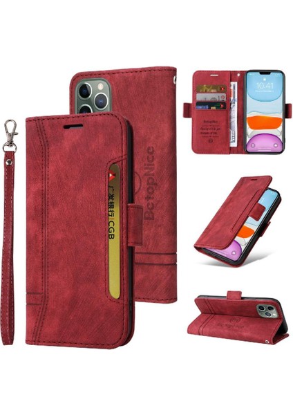Iphone 11 Için Kılıf Pro Kart Yuvaları Cüzdan Kapak Çevirin Tpu Deri Manyetik (Yurt Dışından)