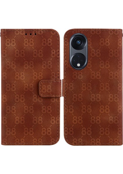 Telefon Kılıfı Için Oppo Oppo 8t 5g Kickstand Çift 8 Kabartmalı Pu Deri Kart (Yurt Dışından)