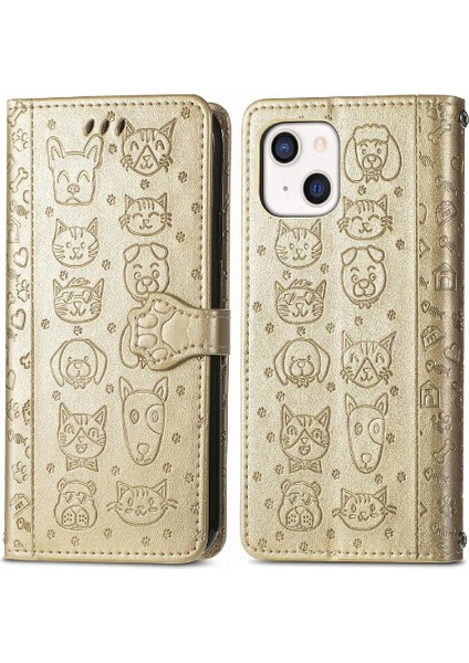 Iphone 13 Mini Deri Kılıf Kapak Kapak Darbeye Karikatür Kısa (Yurt Dışından)