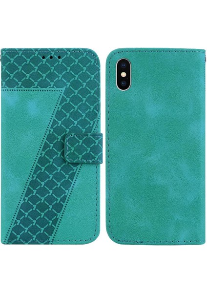 Telefon Kılıfı Için iphone X/xs Kabartmalı Desen Kart Yuvası Fonksiyonu Flip Folio (Yurt Dışından)