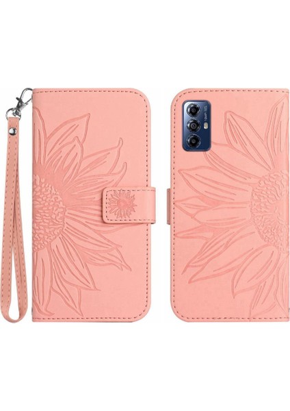 Motorola Moto G Oynamak Için 2023 Kabartmalı Ayçiçeği Kısa Kayış Flip Pu (Yurt Dışından)