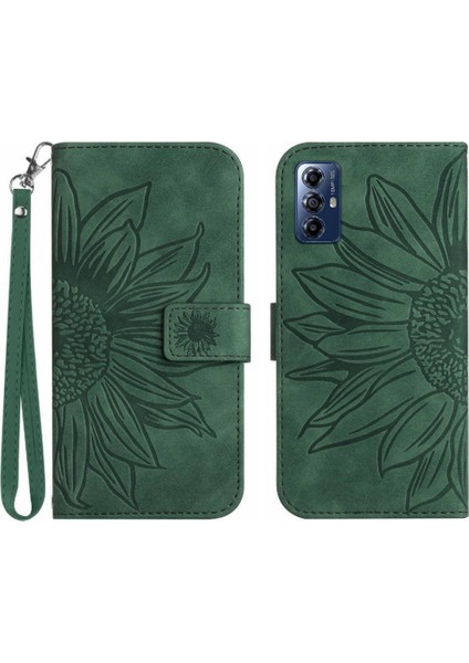 Motorola Moto G Oynamak Için 2023 Kabartmalı Ayçiçeği Kısa Kayış Flip Pu (Yurt Dışından)