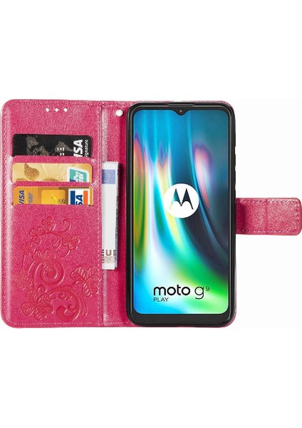 Motorola Moto G9 Oynamak Için Kılıf Zarif Iş Deri Kılıf Dört Yaprak (Yurt Dışından)