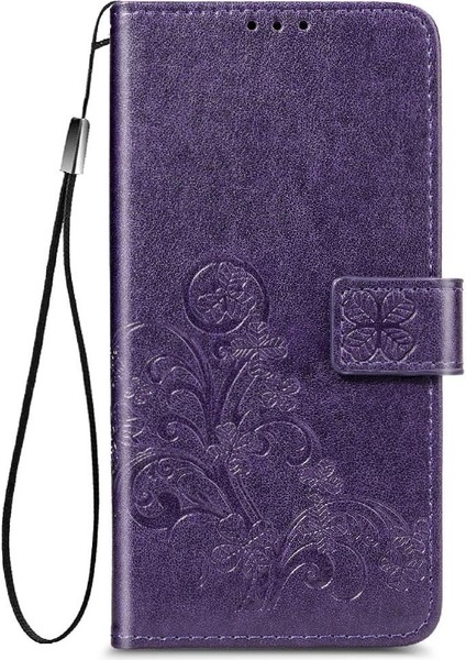 Huawei P Akıllı 2021 Flip Kapak Için Kılıf Kısa Kayış Dört Yapraklı Yonca Durumda (Yurt Dışından)