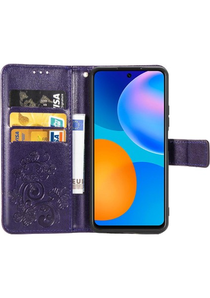 Huawei P Akıllı 2021 Flip Kapak Için Kılıf Kısa Kayış Dört Yapraklı Yonca Durumda (Yurt Dışından) fırsatları