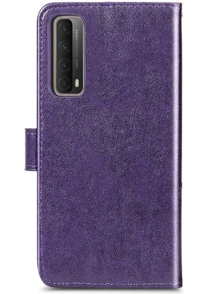 Huawei P Akıllı 2021 Flip Kapak Için Kılıf Kısa Kayış Dört Yapraklı Yonca Durumda (Yurt Dışından) indirimleri