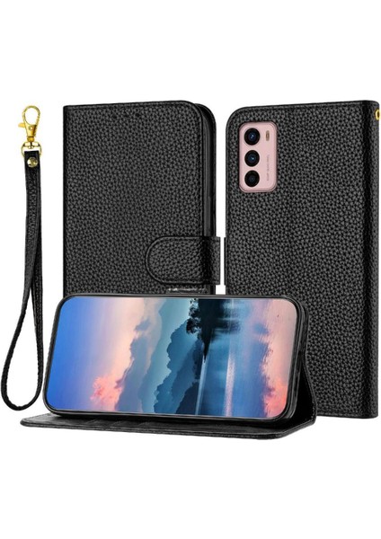 Motorola Moto G42 Flip Folio Litch Desen Kart Yuvaları Pu Için Telefon Kılıfı (Yurt Dışından)