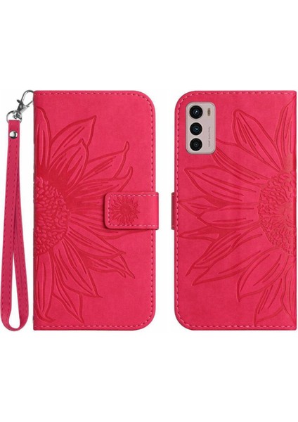 Motorola Moto G42 Kabartmalı Ayçiçeği Flip Cüzdan Telefon Kılıfı Pu (Yurt Dışından)