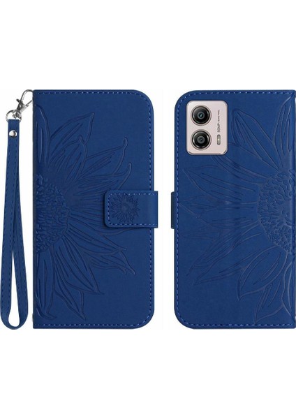 Motorola Moto G53 Flip Cüzdan Telefon Kılıfı Için Kılıf Kabartmalı Ayçiçeği Kısa (Yurt Dışından)