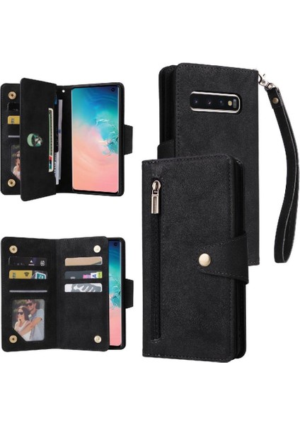Samsung Galaxy S10 Kart Tutucu Fermuar Cüzdan Kapak El ile (Yurt Dışından)