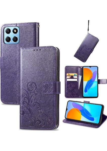 Huawei Onur X8 5g Için Kılıf Kısa Kayış Flip Kapak Dört Yapraklı Yonca Durumda (Yurt Dışından)