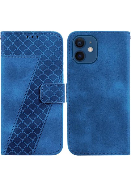 Iphone 12 Için Telefon Kılıfı Kabartmalı Desen Kart Yuvası Fonksiyonu Cüzdan Pu (Yurt Dışından)