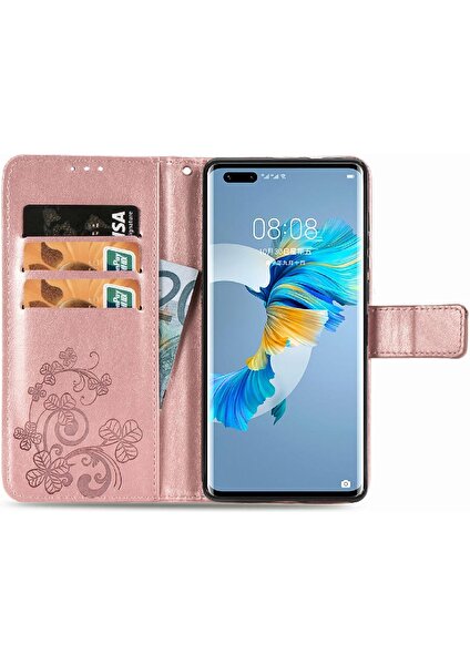 Bdt Shop Huawei Mate 40 Pro Kılıf Için Kılıf Zarif Iş Dört Yaprak Flip (Yurt Dışından)