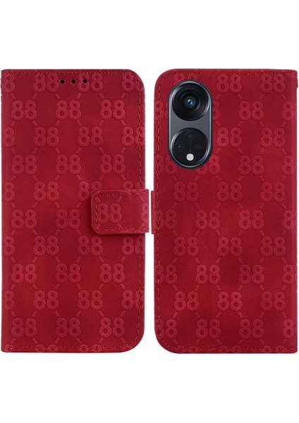 Telefon Kılıfı Için Oppo Oppo 8t 5g Kickstand Çift 8 Kabartmalı Pu Deri Kart (Yurt Dışından)