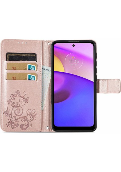 Motorola Moto E40 Flip Kapak Kılıf Için Kılıf Kısa Kayış Dört Yaprak (Yurt Dışından) indirimleri