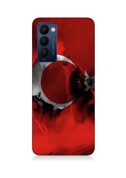 Tecno Camon 18 Uyumlu Türk Bayrağı ve Kurt Desenli Silikon Kılıf