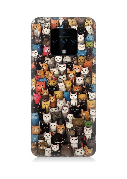 Tecno Camon 16 Uyumlu Sevimli Komik Kedi Suratları Desenli Silikon Kılıf