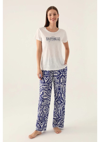 Yumuşak Dokulu Kısa Kol Kadın Pijama Takım 2939