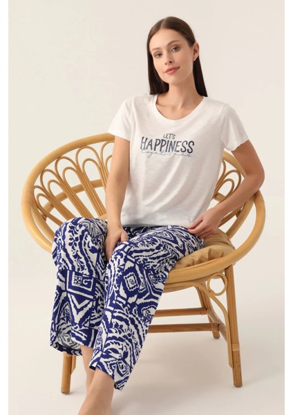Yumuşak Dokulu Kısa Kol Kadın Pijama Takım 2939