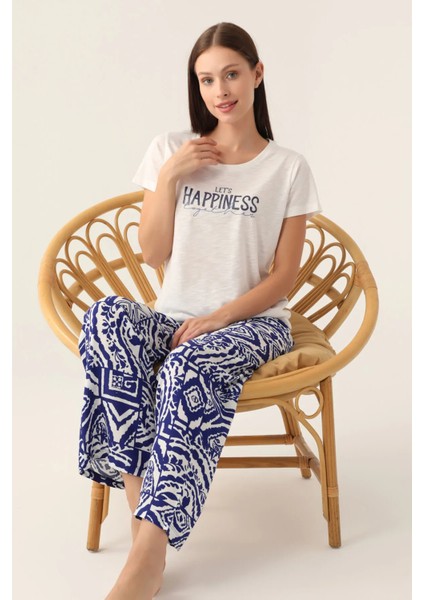 Yumuşak Dokulu Kısa Kol Kadın Pijama Takım 2939