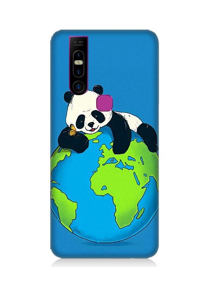 Infinix 5s Pro Uyumlu Yorgun Panda ve Dünya Desenli Silikon Kılıf