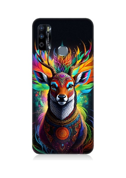 Infinix Hot 9 Uyumlu Mistik Ala Geyik Desenli Silikon Kılıf