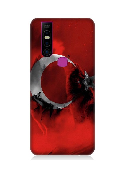 Infinix 5s Pro Uyumlu Türk Bayrağı ve Kurt Desenli Silikon Kılıf