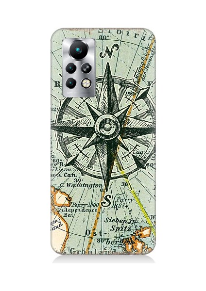 Infinix Note 11 Pro Uyumlu Harita ve Pusula Yönleri Desenli Silikon Kılıf