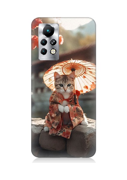 Infinix Note 11 Pro Uyumlu Geyşa Kıyafetli Kedi Desenli Silikon Kılıf