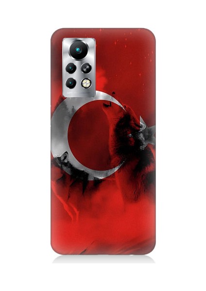 Infinix Note 11S Uyumlu Türk Bayrağı ve Kurt Desenli Silikon Kılıf