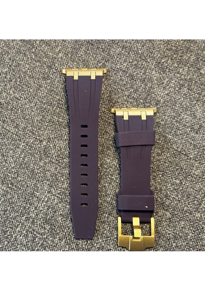 Psgt apple Watch 42 44 45 49 mm Kordon Metal Bağlantılı Silikon Kordon 89 1/2/3/4/5/6/se/se2/7/8/9/ultra Luxplus 2024
