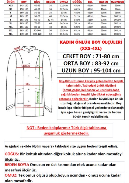 Hakim Yaka Uzun Boy Beyaz Bayan Doktor Öğretmen Hemşire Laboratuvar Önlüğü