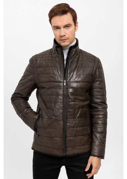 Kahverengi Keene Erkek Deri Kürk Kaban fiyatları